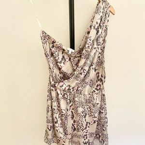 GLAM Pink leopard print over the shoulder dress